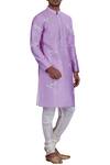 Buy_Nitesh Singh Chauhan_Purple Cotton Silk, Blended Chanderi Kurta Set _at_Aza_Fashions