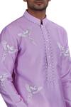 Shop_Nitesh Singh Chauhan_Purple Cotton Silk, Blended Chanderi Kurta Set _at_Aza_Fashions
