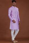 Nitesh Singh Chauhan_Purple Cotton Silk, Blended Chanderi Kurta Set _Online_at_Aza_Fashions