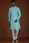 Nitesh Singh Chauhan_Green Cotton Silk, Blended Chanderi Kurta Set _Online_at_Aza_Fashions
