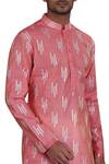 Shop_Nitesh Singh Chauhan_Pink Cotton Silk, Blended Chanderi Kurta Set _at_Aza_Fashions