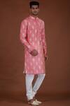 Nitesh Singh Chauhan_Pink Cotton Silk, Blended Chanderi Kurta Set _Online_at_Aza_Fashions