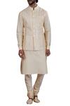 Buy_Nitesh Singh Chauhan_Off White Art Silk Chanderi Bundi Kurta Set _at_Aza_Fashions