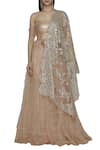 Buy_Shehlaa Khan_Beige Tulle Embroidered Blouse Bridal Lehenga Set _at_Aza_Fashions