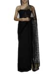 Shehlaa Khan_Black Lace Bustier Sweetheart Neck Saree With Cape _Online_at_Aza_Fashions