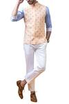 Arjuun Kilachand_Peach Linen Bundi _Online_at_Aza_Fashions
