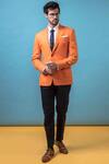 Arjun Kilachand_Orange Linen Blazer Jacket_Online_at_Aza_Fashions