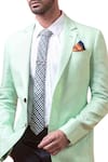 Shop_ARJUUN KILACHAND_Green Linen Notch Lapel Jacket _at_Aza_Fashions