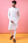 Shop_Arjuun Kilachand_White Cotton Embroidered Kurta _at_Aza_Fashions