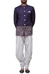 ARJUUN KILACHAND_Purple Wool Blend Embroidered Bandhgala _Online_at_Aza_Fashions