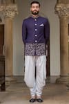 Buy_ARJUUN KILACHAND_Purple Wool Blend Embroidered Bandhgala _at_Aza_Fashions