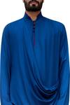 Shop_Arjuun Kilachand_Blue Modal Draped Kurta _at_Aza_Fashions
