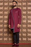 Buy_ARJUUN KILACHAND_Wine Cotton Overlap Kurta _Online_at_Aza_Fashions