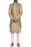 Arjuun Kilachand_Beige Cotton Linen Embroidered Jacket _Online_at_Aza_Fashions