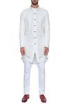 Arjuun Kilachand_Off White Cotton Silk Embellished Jacket With Kurta _Online_at_Aza_Fashions
