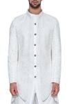 Shop_Arjuun Kilachand_Off White Cotton Silk Embellished Jacket With Kurta _at_Aza_Fashions