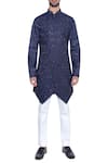 Arjuun Kilachand_Blue Cotton Silk Embellished Bundi With Kurta _Online_at_Aza_Fashions