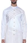 Shop_Arjuun Kilachand_Off White Cotton Satin Embroidered Kurta _at_Aza_Fashions