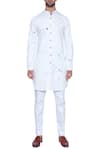 Arjuun Kilachand_Off White Cotton Satin Hand Painted Kurta _Online_at_Aza_Fashions