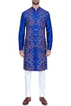 Arjuun Kilachand_Blue Silk Embroidered Kurta _Online_at_Aza_Fashions