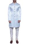 Arjuun Kilachand_Blue Quilted Embroidered Sherwani _Online_at_Aza_Fashions