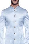 Shop_Arjuun Kilachand_Blue Quilted Embroidered Sherwani _at_Aza_Fashions
