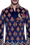 Shop_Arjuun Kilachand_Blue Velvet Embroidered Sherwani _at_Aza_Fashions