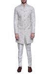 Arjuun Kilachand_Off White Raw Silk Embroidered Sherwani _Online_at_Aza_Fashions