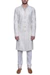 Buy_Arjuun Kilachand_Off White Chanderi Silk Sherwani _at_Aza_Fashions