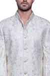 Shop_Arjuun Kilachand_Off White Chanderi Silk Sherwani _at_Aza_Fashions