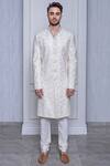 Arjuun Kilachand_Off White Chanderi Silk Sherwani _Online_at_Aza_Fashions
