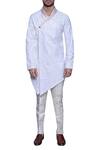 Arjuun Kilachand_White Cotton Satin Embroidered Kurta _Online_at_Aza_Fashions