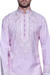 Shop_Arjuun Kilachand_Pink Tussar Silk Embroidered Kurta _at_Aza_Fashions
