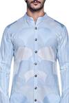 Shop_Arjuun Kilachand_Blue Tussar Silk Embroidered Kurta _at_Aza_Fashions
