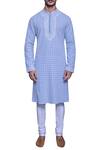 Arjuun Kilachand_Blue Mal Cotton Embroidered Kurta _Online_at_Aza_Fashions