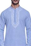 Shop_Arjuun Kilachand_Blue Mal Cotton Embroidered Kurta _at_Aza_Fashions