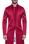 Shop_Arjuun Kilachand_Maroon Quilted Sherwani _at_Aza_Fashions