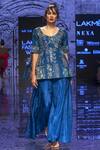 Buy_Half Full Curve_Blue Dupion Silk Embellished Kurta Palazzo Set_at_Aza_Fashions