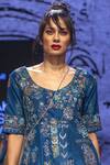 Half Full Curve_Blue Dupion Silk Embellished Kurta Palazzo Set_Online_at_Aza_Fashions