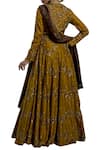 Shop_Joy Mitra_Yellow Chanderi Silk Peter Pan Collar Kurta Lehenga Set _at_Aza_Fashions