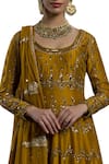 Joy Mitra_Gold Chanderi Silk Boat Anarkali Set _Online_at_Aza_Fashions