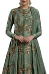 Joy Mitra_Green Chanderi Silk Round Kurta Lehenga Set _Online_at_Aza_Fashions