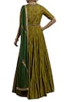 Shop_Joy Mitra_Green Chanderi Silk Round Kurta Lehenga Set _at_Aza_Fashions