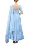 Shop_Seema Nanda_Blue Lycra, Pentagon Printed Anarkali Set _at_Aza_Fashions