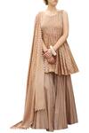 Buy_Seema Nanda_Brown Cotton Round Printed Kurta Sharara Set  _at_Aza_Fashions