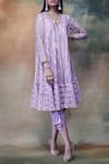 Buy_Vvani by Vani Vats_Purple Kurta Georgettedhoti Crepe V Neck Embroidered Dhoti Set _Online_at_Aza_Fashions