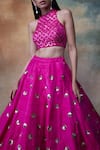 Buy_Vvani By Vani Vats_Pink Raw Silk Round Embroidered Lehenga Set _Online_at_Aza_Fashions
