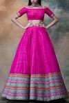 Buy_Vvani by Vani Vats_Pink Raw Silk Embroidered Lehenga Set_Online_at_Aza_Fashions