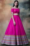 Buy_Vvani by Vani Vats_Pink Raw Silk Embroidered Lehenga Set_at_Aza_Fashions