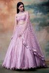 Buy_Vvani by Vani Vats_Pink Net Sweetheart Neck Embroidered Lehenga Set _at_Aza_Fashions